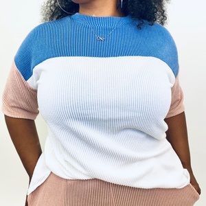 Textured Color Block Tee